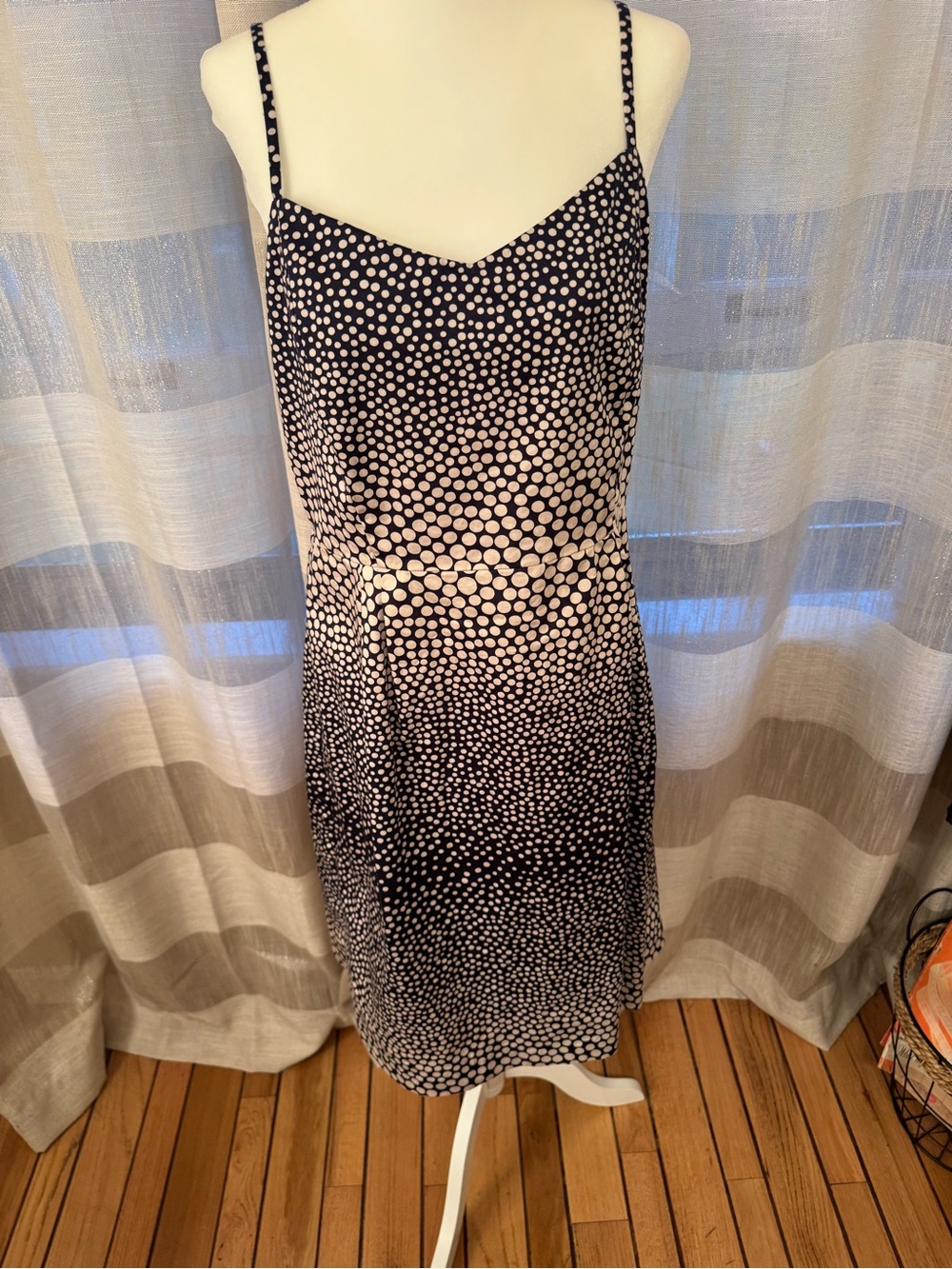 Women’s Navy and White Polka Dot Slip Dress - Picture 1 of 6